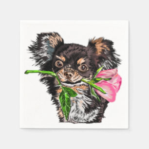Serviette En Papier Petit Chien avec serviettes romantiques Roses