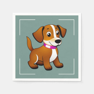 Serviette En Papier Petit chien brun, debout.