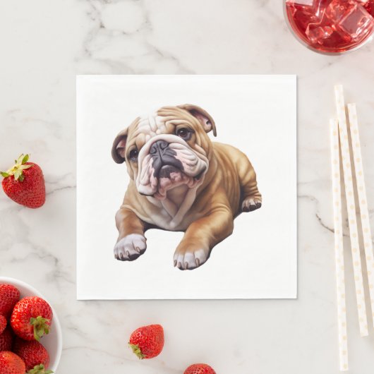 Serviette En Papier Petit chien de taureau anglais mou - Chiot de chie (En situation)