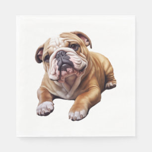 Serviette En Papier Petit chien de taureau anglais mou - Chiot de chie