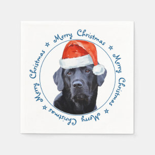 Serviette En Papier Petit chien Joyeux Noël Noir Labrador
