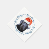 Serviette En Papier Petit chien Joyeux Noël Noir Labrador (Coin)