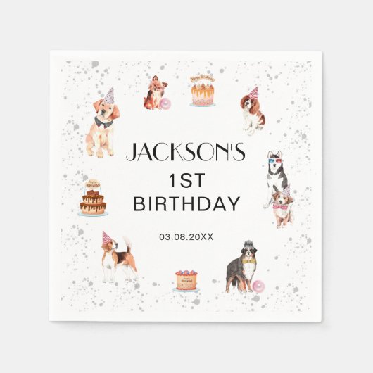 Serviette En Papier Petit Chien Paw Party Anniversaire Cocktail Standa (Devant)