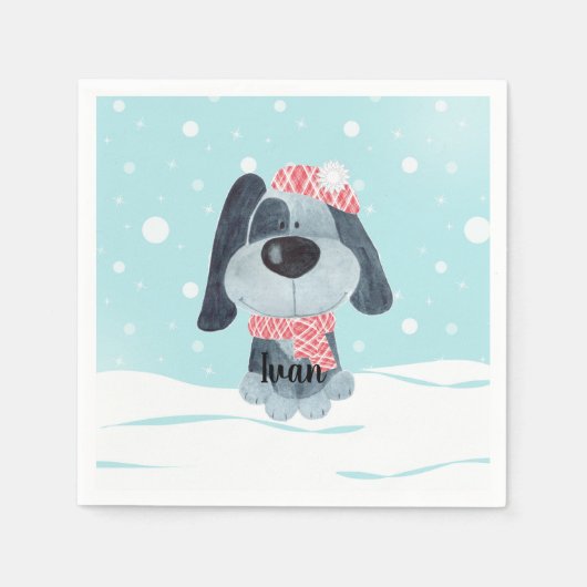 Serviette En Papier Petit chiot, bébé (Devant)