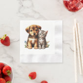 Serviette En Papier Petit chiot/chaton (En situation)