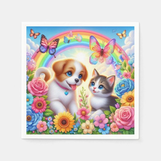 Serviette En Papier Petit chiot/chiot/chaton (Devant)