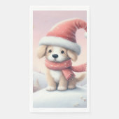 Serviette En Papier Petit chiot de Noël en chapeau santa (Devant)
