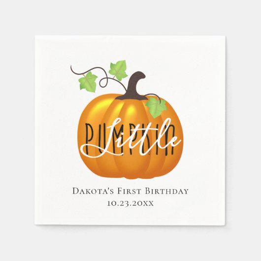 Serviette En Papier Petit Citrouille Automne Neutre Première fête d'an (Devant)