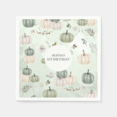 Serviette En Papier Petit Citrouille Automne Vert anniversaire (Devant)