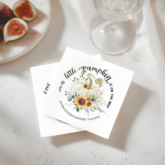 Serviette En Papier Petit Citrouille Baby shower d'automne de verdure