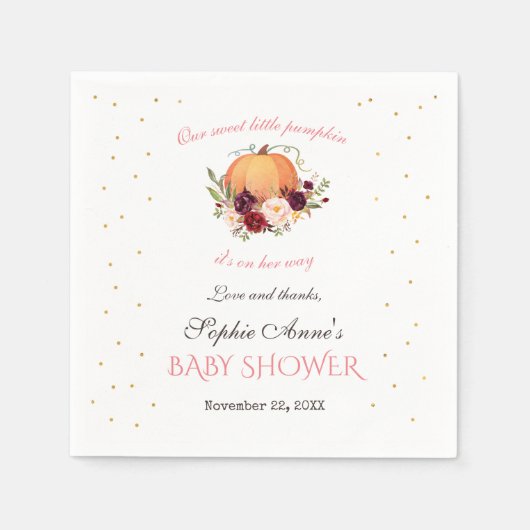 Serviette En Papier Petit Citrouille Baby shower Thanksgiving (Devant)