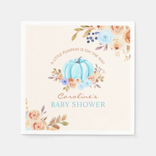 Serviette En Papier Petit Citrouille Blue Boy Baby shower papier servi (Devant)