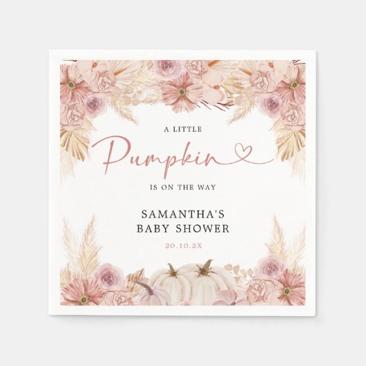 Serviette En Papier Petit Citrouille Boho Pampas Baby shower en herbe (Devant)