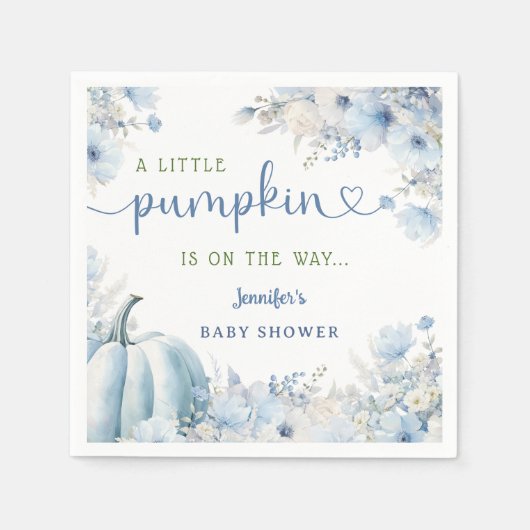 Serviette En Papier Petit Citrouille Boy Blue Automne Baby shower papi (Devant)