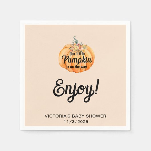 Serviette En Papier Petit Citrouille en route Baby shower (Devant)