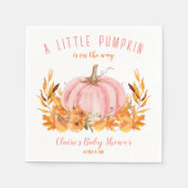 Serviette En Papier Petit Citrouille rose automne fille Baby shower se (Devant)