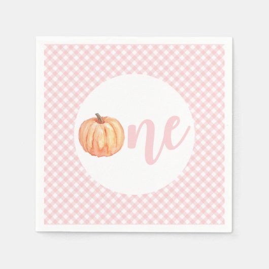 Serviette En Papier Petit Citrouille rose pastel plaid premier anniver (Devant)