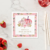 Serviette En Papier Petit Citrouille Rustique Rose or Baby shower Flor (En situation)