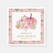 Serviette En Papier Petit Citrouille Rustique Rose or Baby shower Flor (Devant)