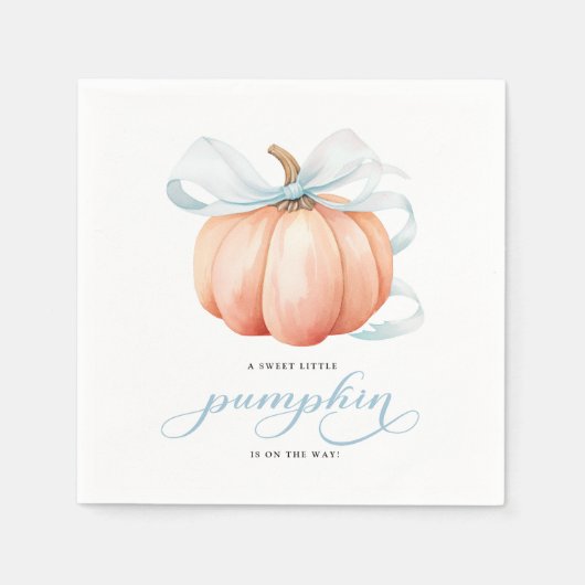 Serviette En Papier Petit Citrouille sur le Baby shower Way Blue Bow (Devant)