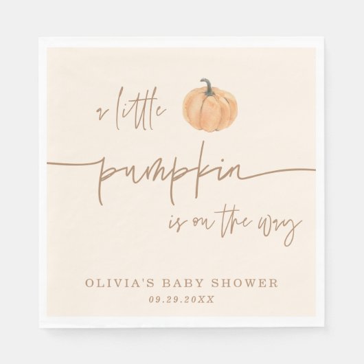 Serviette En Papier Petit Citrouille Sur Le Chemin Baby shower Automne (Devant)