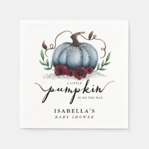 Serviette En Papier Petit Citrouille sur le chemin du Baby shower bleu