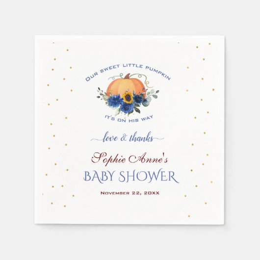 Serviette En Papier Petit Citrouille Thanksgiving Baby shower Pap (Devant)