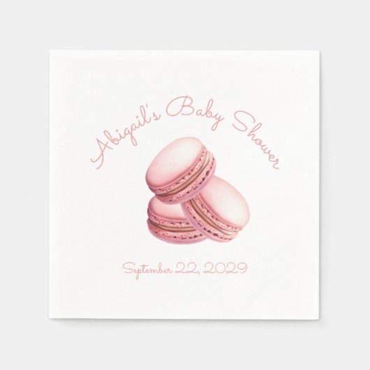 Serviette En Papier Petit Cookie Macaron Pink Girl Baby shower (Devant)