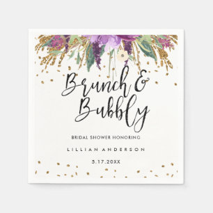 Serviette En Papier Petit déjeuner étincelant Améthyste et Champagne p