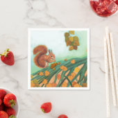 Serviette En Papier Petit Écureuil Rouge Mange des noisettes Illustrat (En situation)