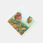 Serviette En Papier Petit Écureuil Rouge Mange des noisettes Illustrat (Coin)
