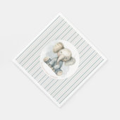 Serviette En Papier Petit Eléphant d'arachide Baby shower bleu rayé (Coin)