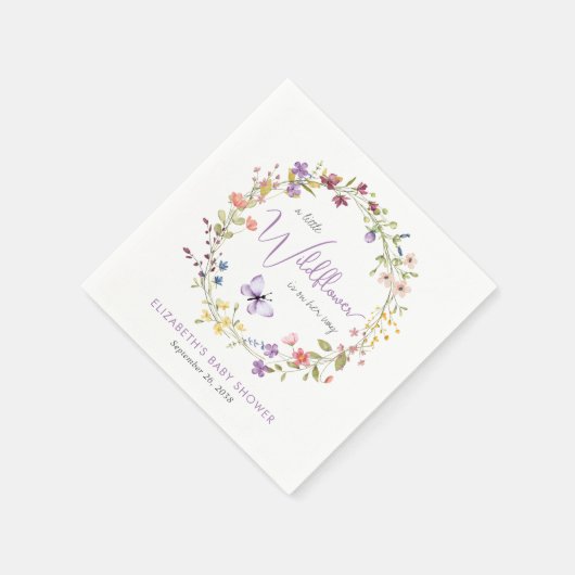 Serviette En Papier Petit Fleur sauvage Aquarelle Bébé Fille Douche (Coin)