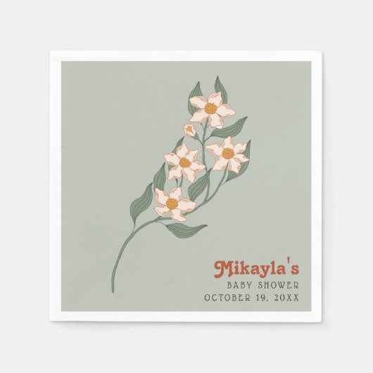 Serviette En Papier Petit Fleur sauvage Automne Rustique Boho Baby sho (Devant)