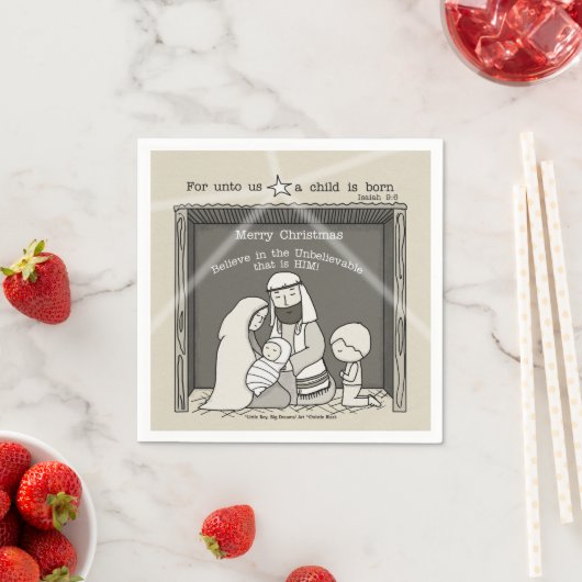 Serviette En Papier Petit garçon à Noël Manger-Joyeux (En situation)