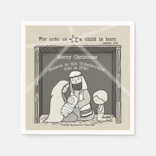 Serviette En Papier Petit garçon à Noël Manger-Joyeux