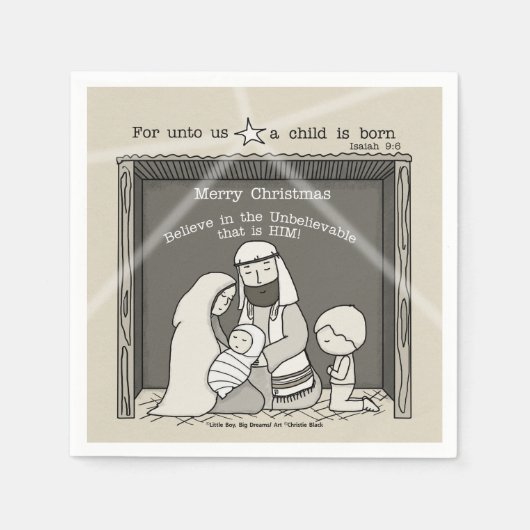 Serviette En Papier Petit garçon à Noël Manger-Joyeux (Devant)