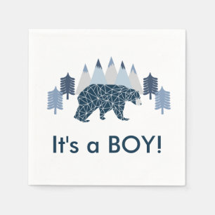 Serviette En Papier Petit garçon, c'est un ours baby shower.