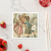 Serviette En Papier Petit garçon et fille en Saint-Valentin rose (En situation)