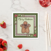 Serviette En Papier Petit homme en pain d'épice et Noël joyeux (En situation)