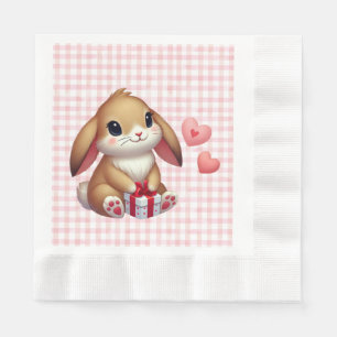 Serviette En Papier Petit lapin lapin lapin de la Saint-Valentin