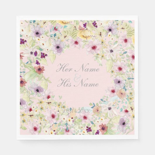 Serviette En Papier Petit Mariage à fleurs de printemps (Devant)