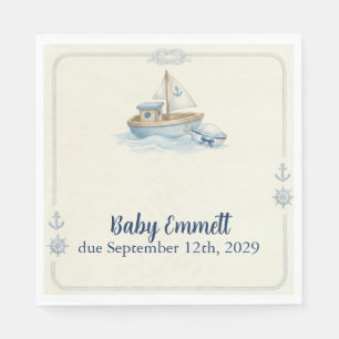 Serviette En Papier Petit Marin à Bord Bébé Bleu Shower