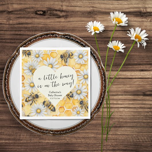 Serviette En Papier Petit Miel Bee Comb Daisy Baby shower de printemps