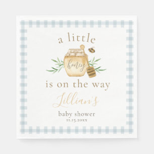 Serviette En Papier Petit Miel En Route Fête Prénatale Bébé Gingham Bl