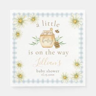 Serviette En Papier Petit Miel En Route Fête Prénatale Bébé Gingham Bl