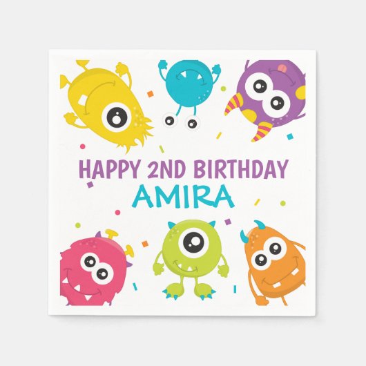 Serviette En Papier Petit Monster Thème Anniversaire Fête Napkins (Devant)