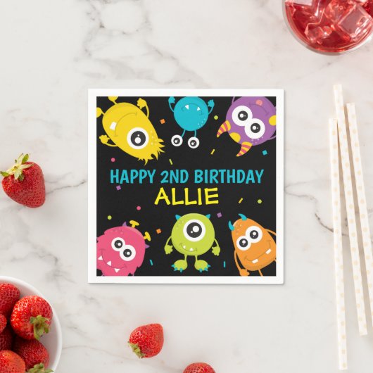 Serviette En Papier Petit Monster Thème Anniversaire Fête Napkins (En situation)