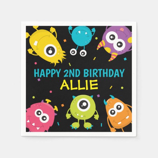 Serviette En Papier Petit Monster Thème Anniversaire Fête Napkins (Devant)