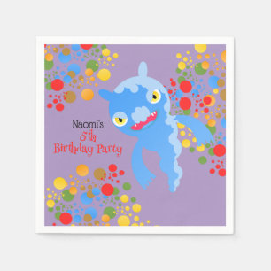 Serviette En Papier Petit monstre de fête et fête d'anniversaire avec